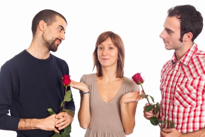 a woman choosing between two suitors