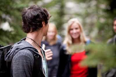 guy looking at his girlfriend