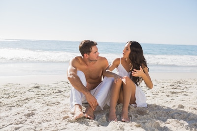 couple in paradise at the beach