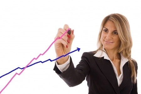 business woman creating a line graph