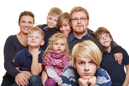 parents with their six adorable children