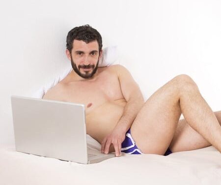 naked men chatting online and doing something creepy