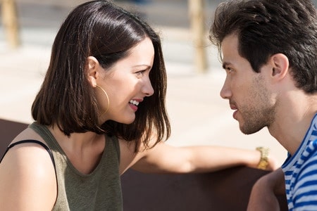 couple having an intimate eye to eye contact