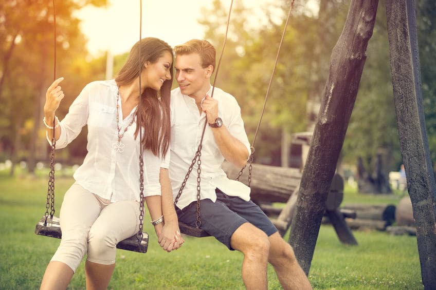 perfect couple spending time together at the park