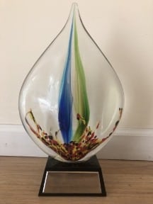 a trophy made of glass