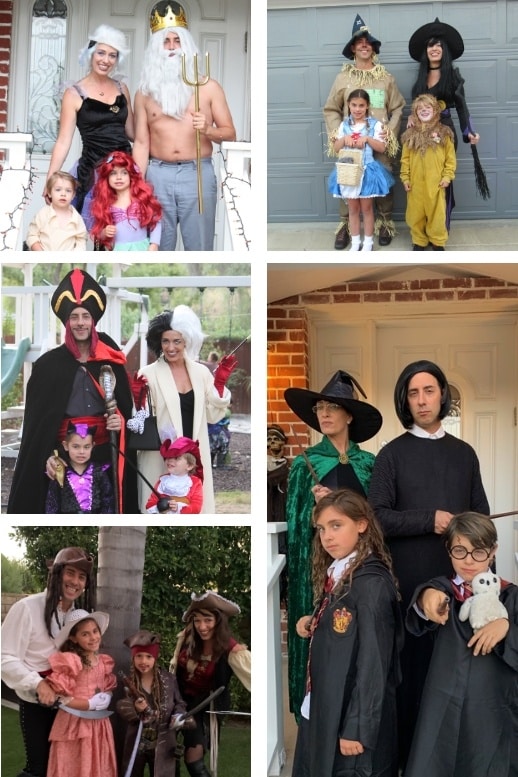 Evan Marc Katz with his wife and 2 kids in 5 different halloween costumes